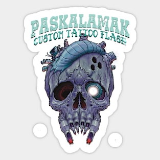 cyborg skull paskalamak shirt again Sticker